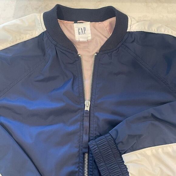 Gap Women's Varsity Bomber Jacket Size Small Navy White Long Sleeve - Picture 4 of 12